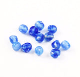Vintage Blue Opaline Dimpled Oval Glass Beads