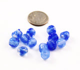 Vintage Blue Opaline Dimpled Oval Glass Beads
