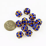 Swarovski 10mm Sapphire Rhinestone Crystal Balls Gold Plated