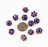 Swarovski 10mm Sapphire Rhinestone Crystal Balls Gold Plated