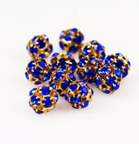 Swarovski 10mm Sapphire Rhinestone Crystal Balls Gold Plated