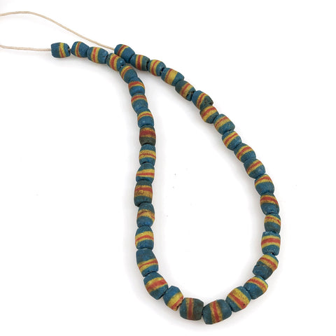 African Blue & Yellow Sandcast Beads