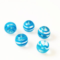 Blue Spiral Glass Beads Vintage Italian