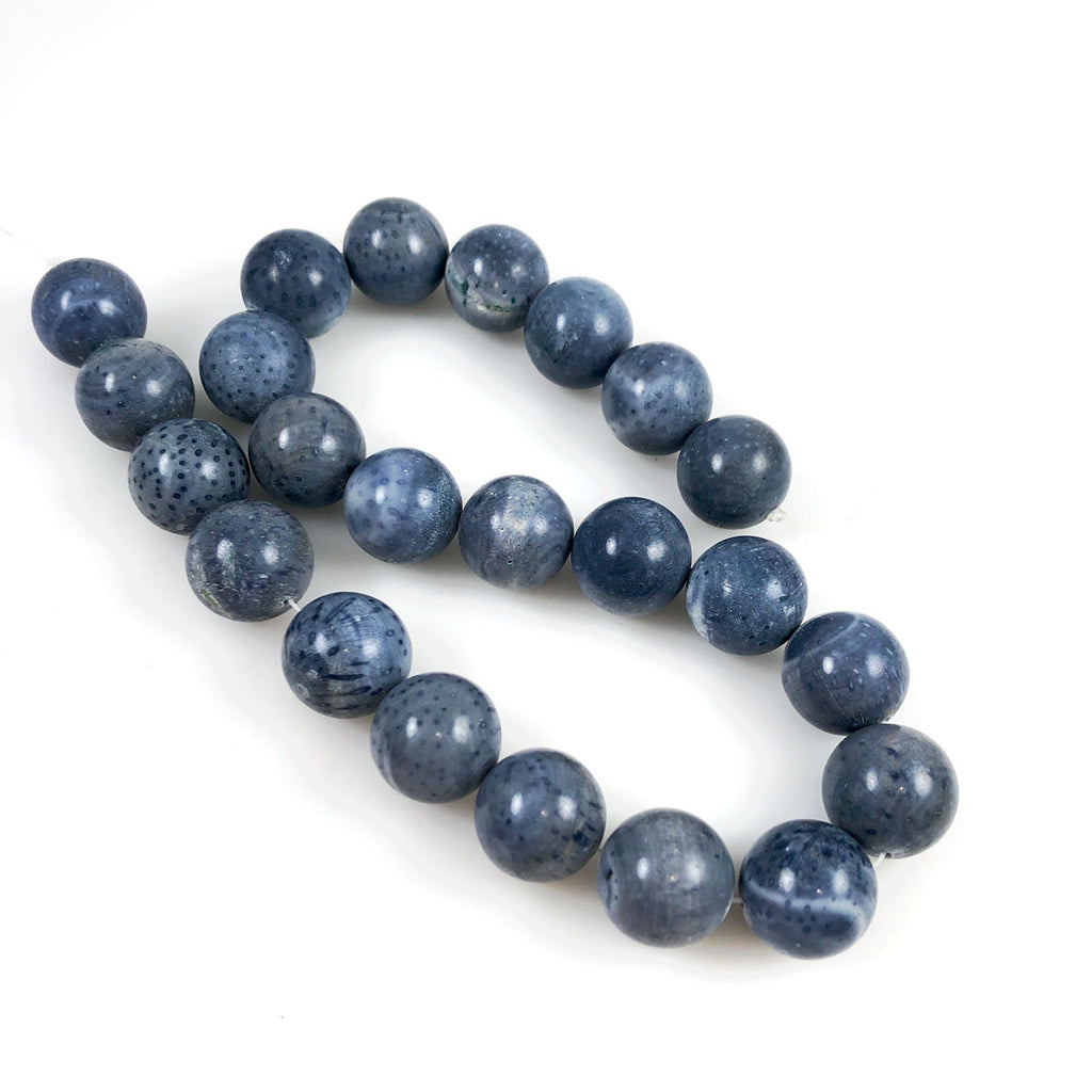 Blue Denim Coral Beads 18mm Vintage