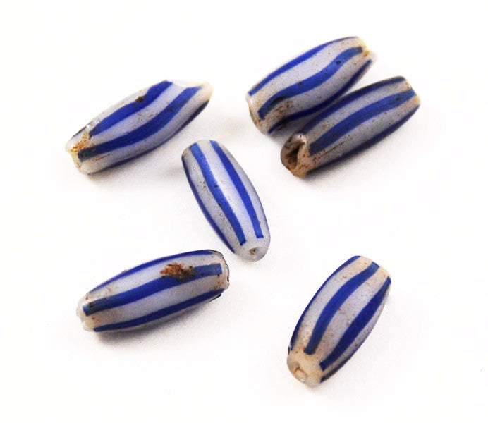 Venetian Onionskin Blue & White Glass Trade Beads