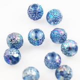 Blue Sugar Glass Beads 12mm Vintage German AB