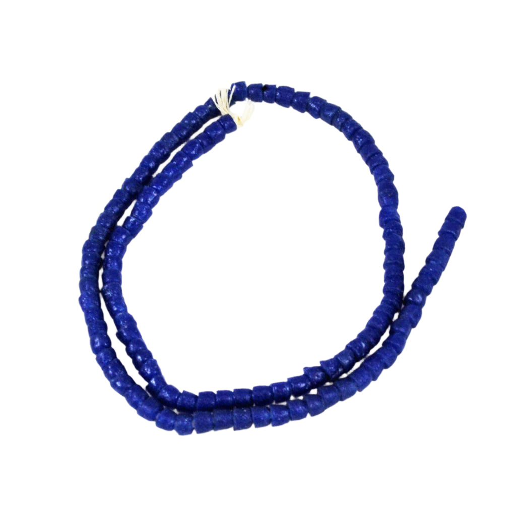 Navy Blue Tile Glass Trade Bead Strand