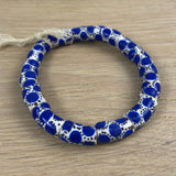 African Spotted Blue Krobo Powder Glass Bead Bracelets