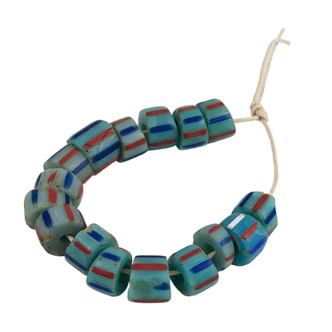 Blue Striped African Trade Beads