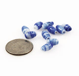 Blue White Striped Tube Beads Vintage