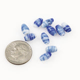 Blue White Striped Tube Beads Vintage
