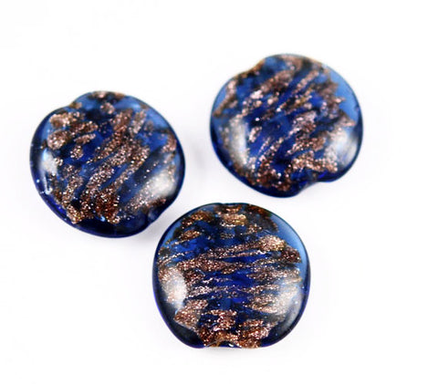 Blue Murano Glass Coin Beads 