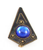 Art Deco Style Blue Glass Brooch Vintage