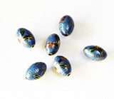 Blue Cloisonne Oval Beads Vintage Chinese