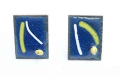 Modern Blue Enamel on Copper Cuff Links 1950's