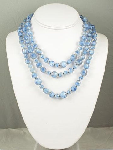 Triple Strand Blue Givre Necklace