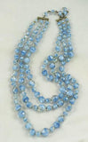 Triple Strand Blue Givre Necklace