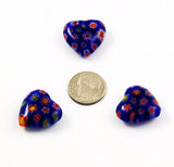 Blue Millefiori Heart Beads