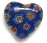 Blue Millefiori Heart Beads