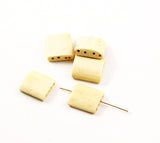 Carved Bone Beads with 4 Holes