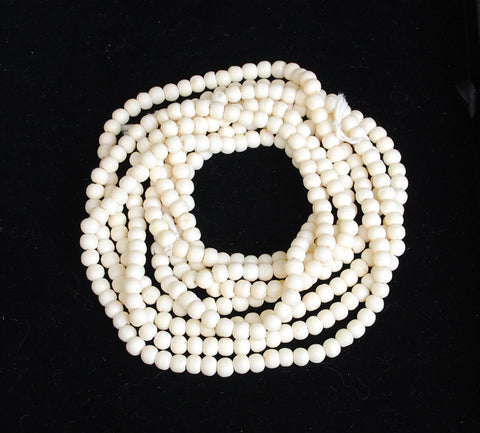 Carved Ox Bone Rondelle Beads | White Slash Carved Bone Beads
