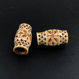 Large Bone Carved Barrel Beads