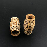 Vintage Bone Carved Barrel Beads
