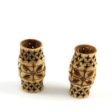 Vintage Bone Carved Barrel Beads