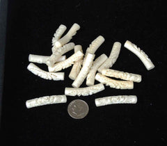 Carved Ox Bone Rose Tubes (6) Natural