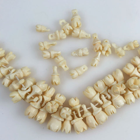 Bone Carved Flower Beads – Estate Beads & Jewelry