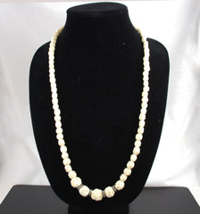 Bone Carved Rose Necklace Vintage