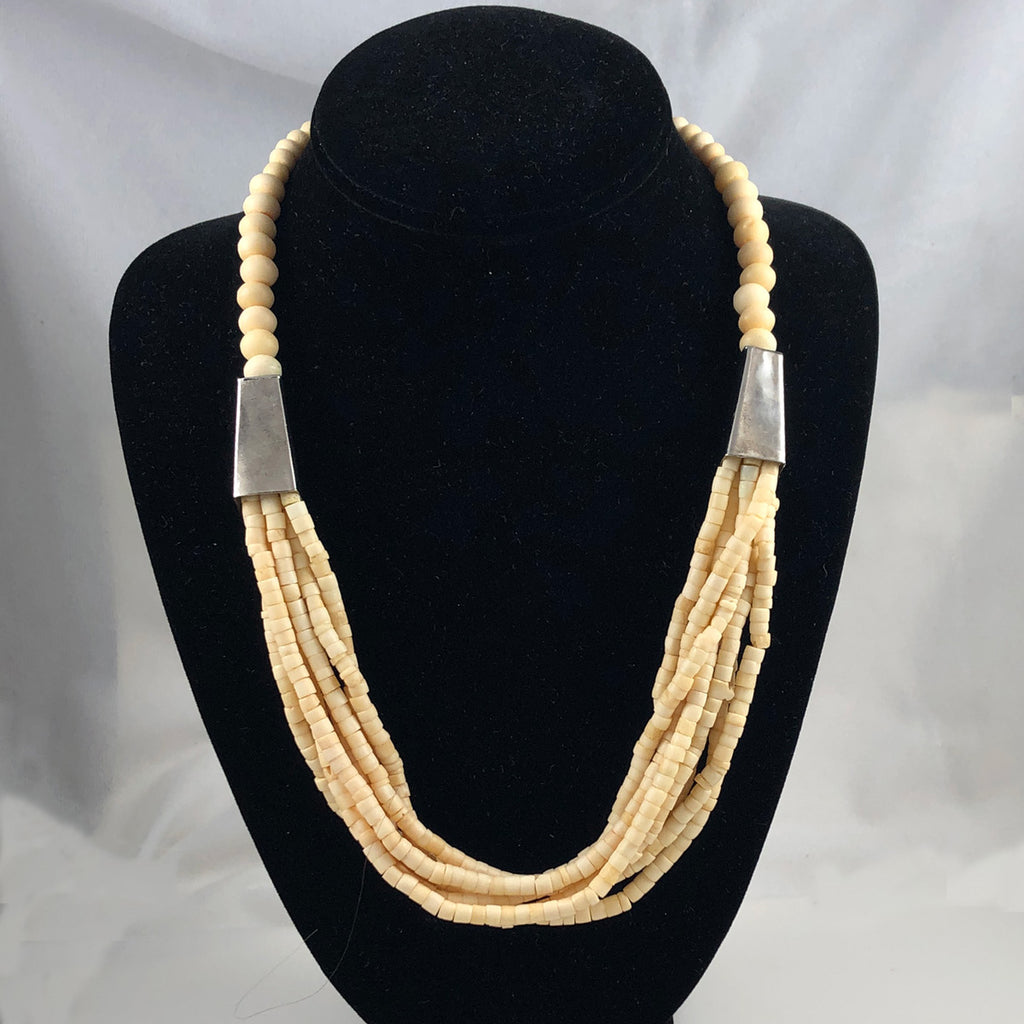 Multi-Strand Bone Necklace Vintage