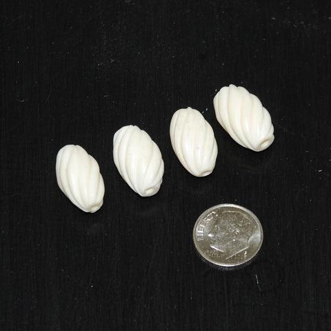 Carved Bone Oval Twist Beads 12 x 18mm