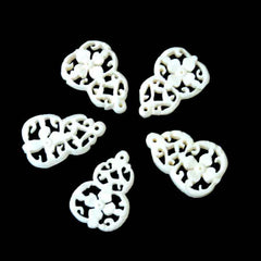 Pair of Pierced & Carved Bone Floral Pendants Vintage