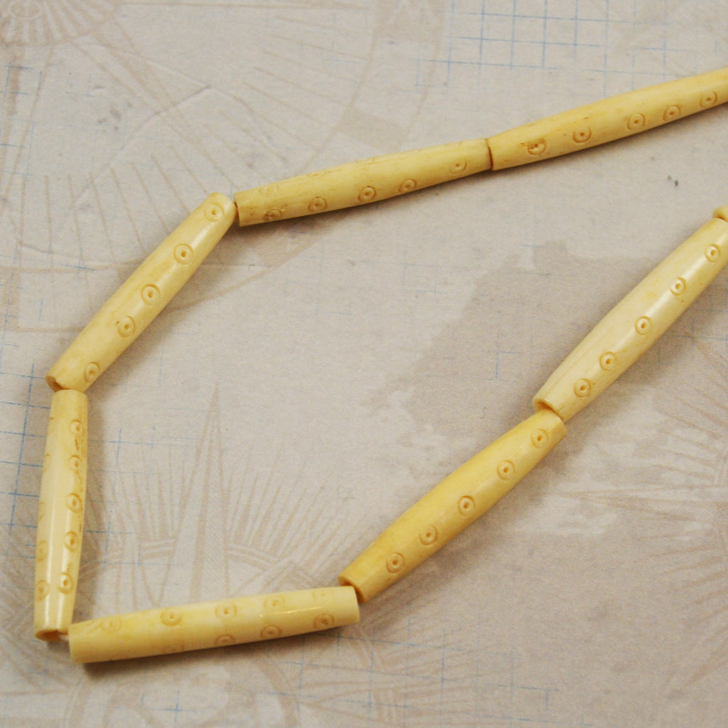 Bone Carved Eye Tube Beads 