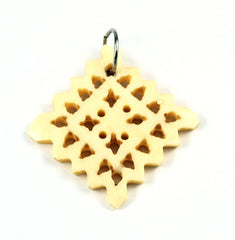 Bone Carved & PiercedDiamond Pendant Vintage