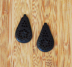 Black Bone Pierced & Carved Pendants Vintage
