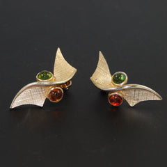Boucher Peridot & Amber Clip On Earrings Vintage