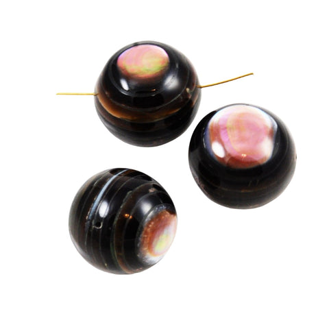 Large Brown Mother of Pearl Round Beads 26mm