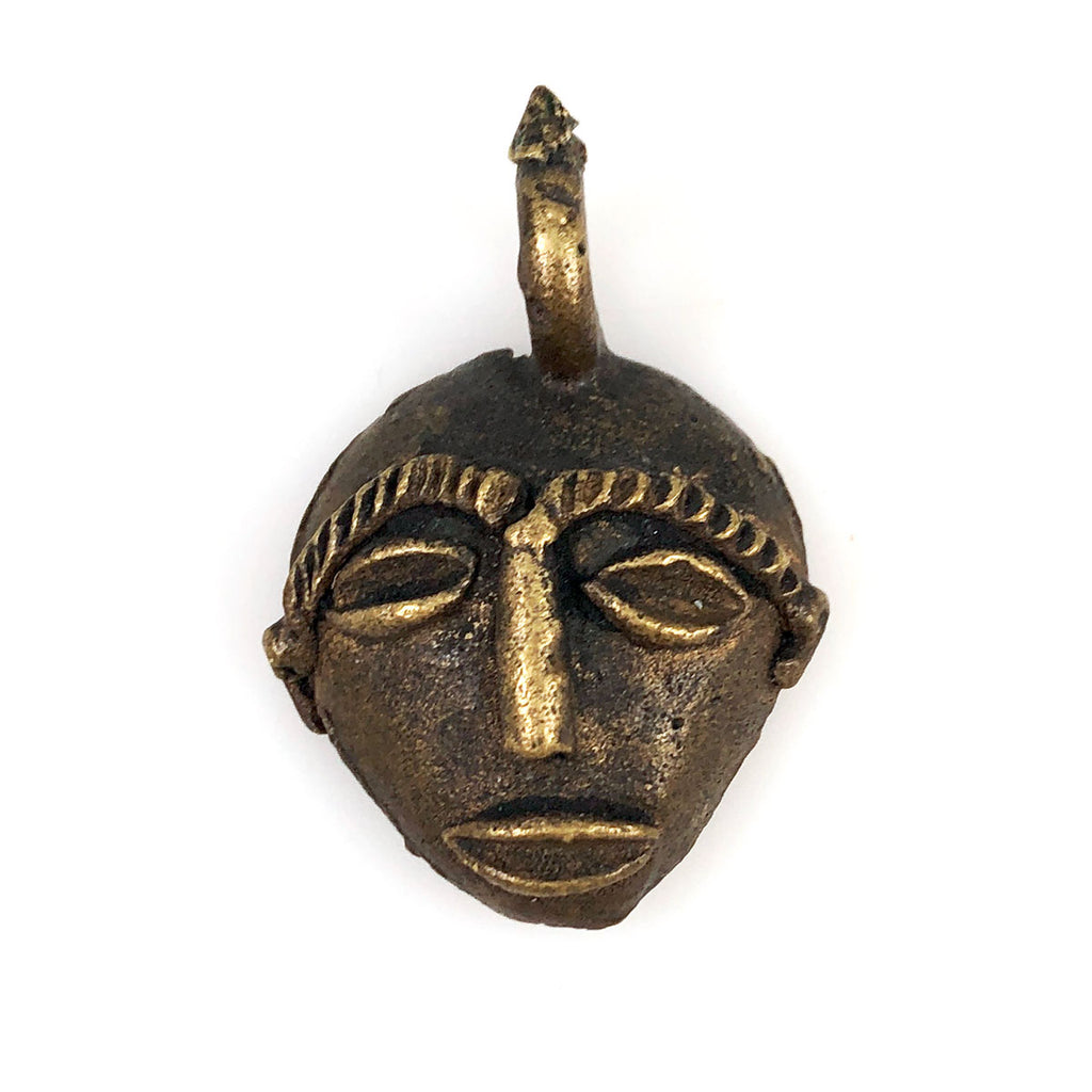 African Brass Baoule Face or Mask Pendant
