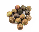 Large Fluted Brass Beads 26mm Vintage