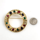 Large Colorful Gold Brooch