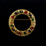 Large Colorful Gold Brooch