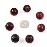 Brown Jade Carved Beads 14mm Rounds