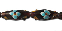 Brown Floral Lamp Work Beads 24mm