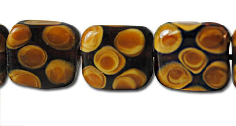 Brown Spotted Lamp Work Square Beads