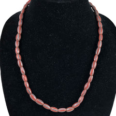 African Trade Beads Venetian Striped Rust Strand