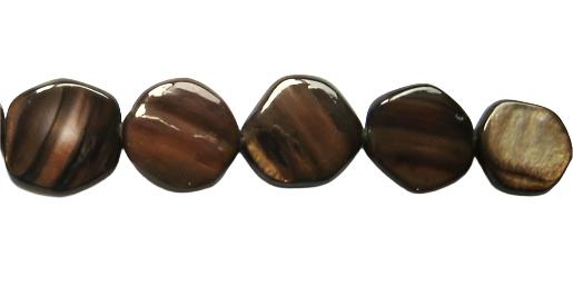 Brown Mother of Pearl Flat Rounds Bead Strands 20mm