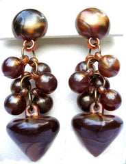 Brown Lucite Moonglow Dangle Earrings