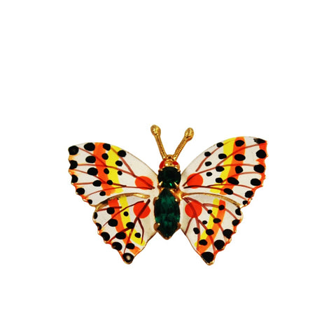 Enamel Painted Butterfly Brooch Czechoslovakia